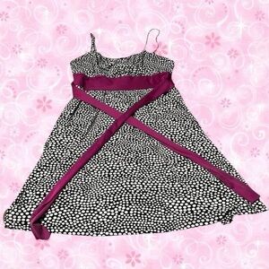 Vintage Y2K Black and White Polka Dot Sleeveless Summer Dress